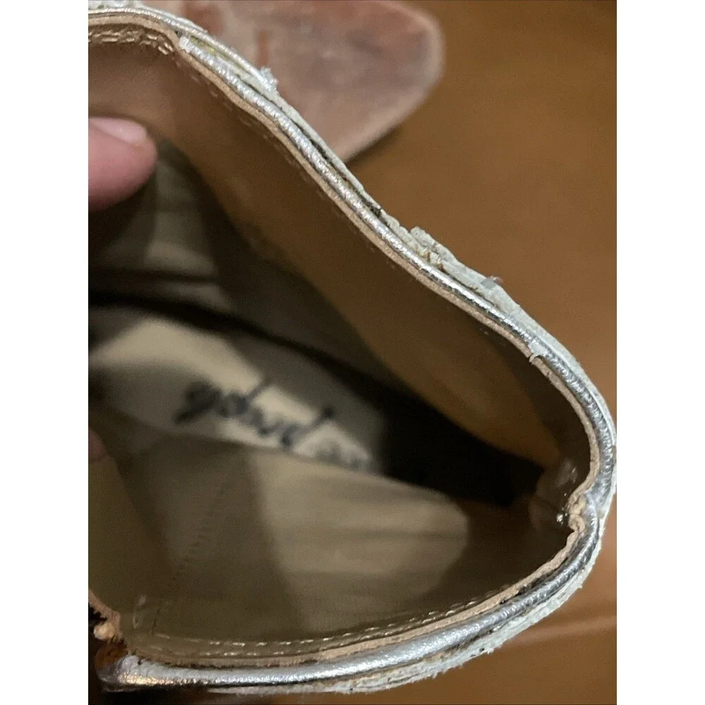 Free People Frontier Silver Leather Western Ankle Booties Size 36 - Picture 9 of 10